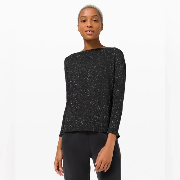 Lululemon Back In Action Long Sleeve *Splatter Black Women’s Size 10 - Picture 1 of 9